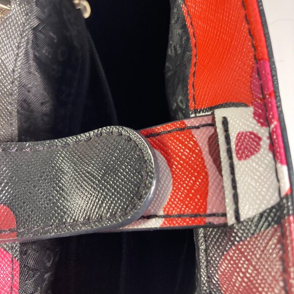 Kate Spade Floral Print Medium Shell Handbag Black, Pink, Red Rust Bag - Picture 6 of 9